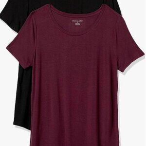 Amazon Essentials Women's Short-Sleeve Scoop-neck Tunic t-shirt Pack of 2